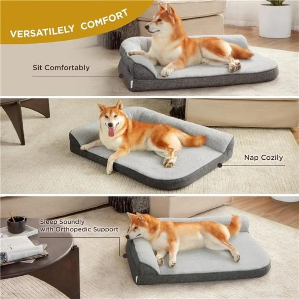 Orthopedic Dog Bed for Large Dogs - Large Washable Dog Beds,  36x27 inch, Grey